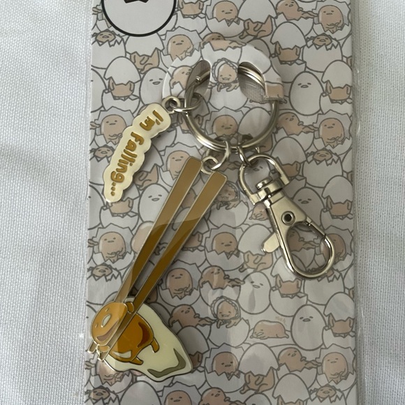Gudetama: Chopstick I’m Falling Metal Keychain - Picture 2 of 3